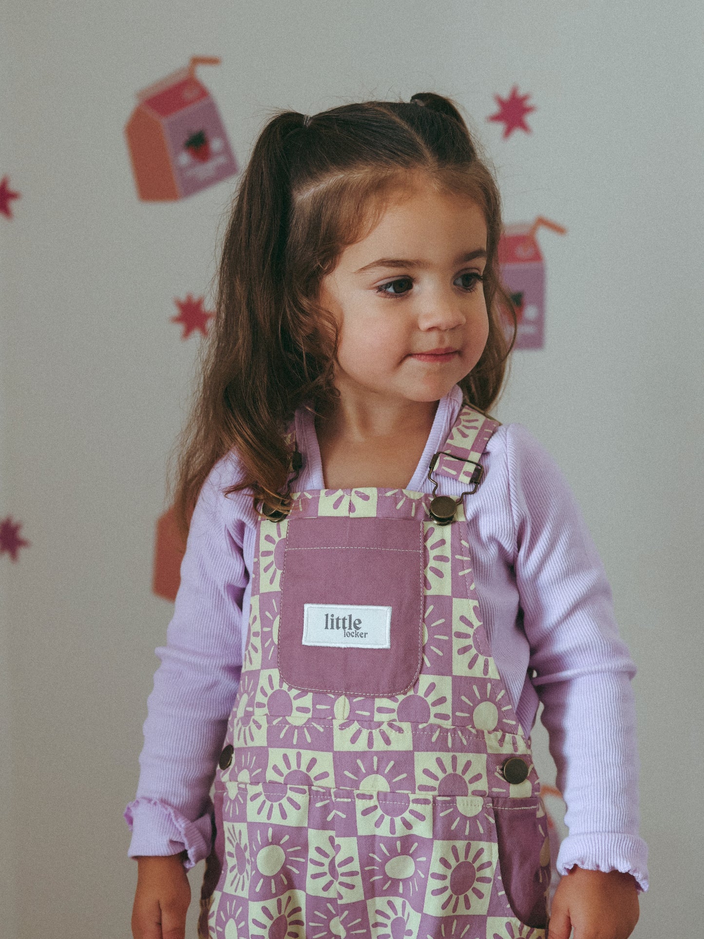 BRIGHTER DAYS SHORT OVERALL - LILAC/BANANA