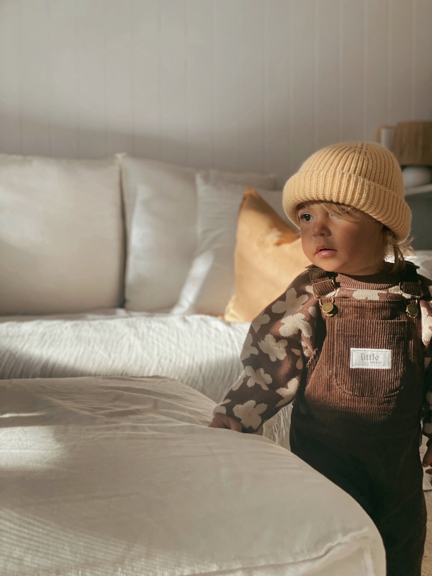 Brown Corduroy overall for babies, toddlers and kids. Made from soft cotton with adjustable straps and a relaxed fit.