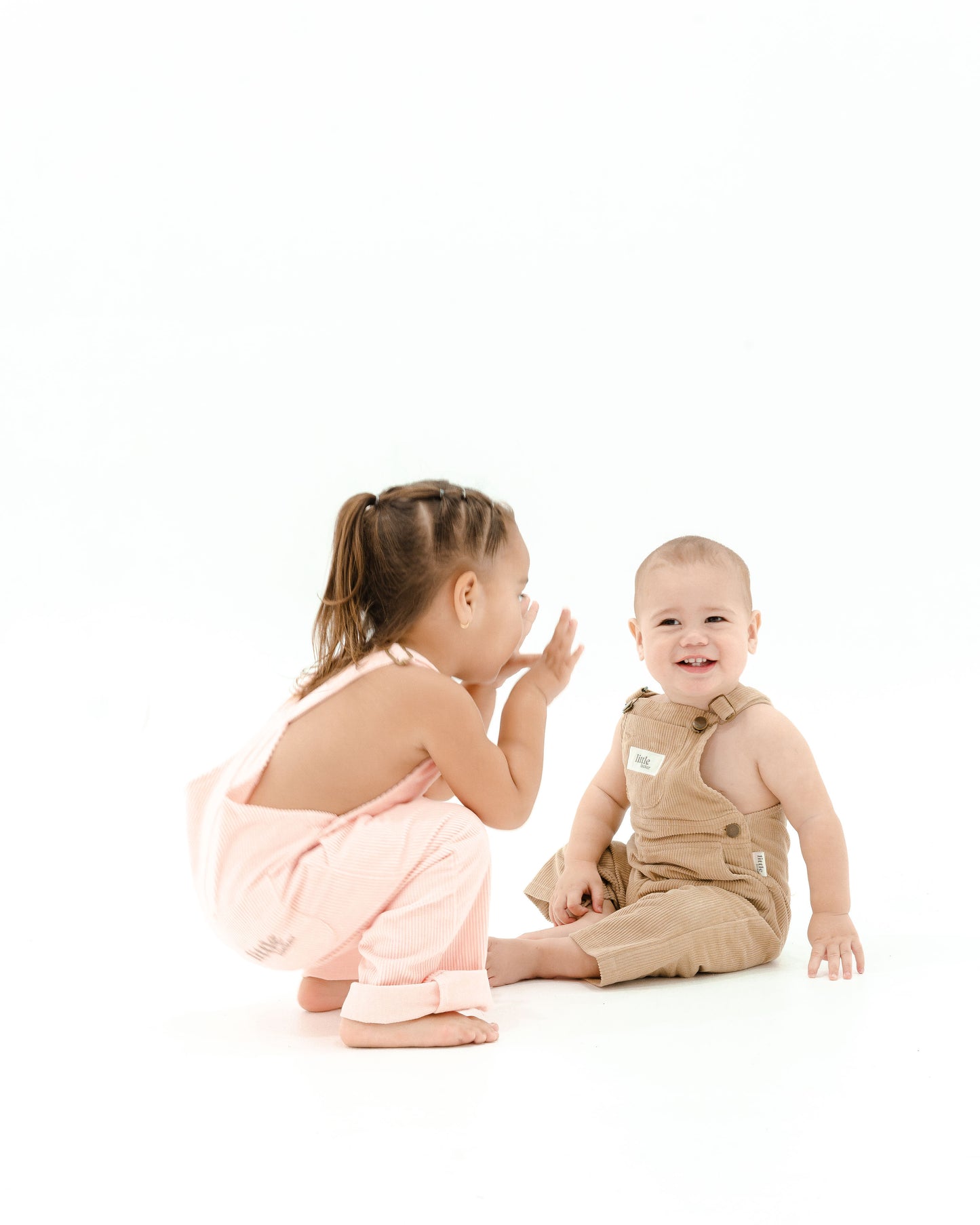 Latte Neutral Corduroy overall for babies, toddlers and kids. Made from soft cotton with adjustable straps and a relaxed fit.