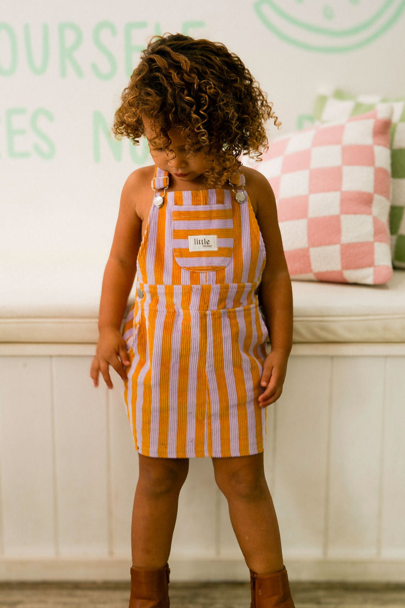 Striped corduroy pinafore dress — Australian kids clothing ethically made by Little Locker