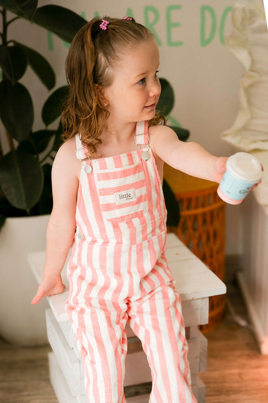 PRE ORDER: STRIPE EDIT - CORDUROY OVERALLS | ROSE