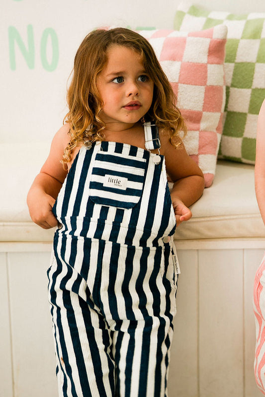 PRE ORDER: STRIPE EDIT - CORDUROY OVERALLS | NAVY