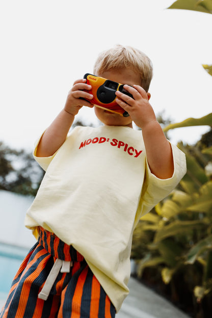 Little Locker's sustainable ethically made cotton graphic t-shirt featuring MOOD: SPICY print.